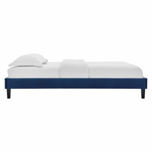 Ergode Reign Full Performance Velvet Platform Bed Frame - Navy Perspective: back