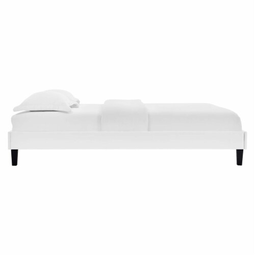 Ergode Reign Full Performance Velvet Platform Bed Frame - White Perspective: back