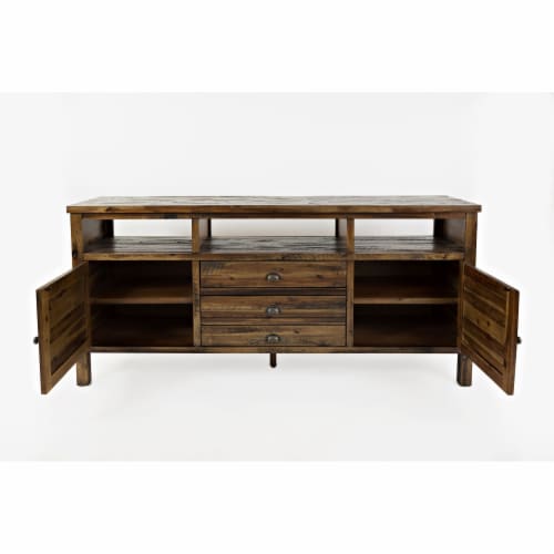 Artisan'S Craft 70'' Farmhouse Media Tv Stand Console, Lx19''Wx32''H, Dakota Oak (Set Of 2) Perspective: back