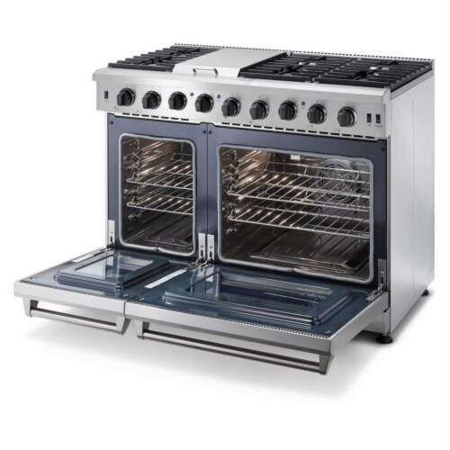 Thor Kitchen 48  Professional 6 Burner Gas Range Double Oven, Stainless Steel Perspective: back