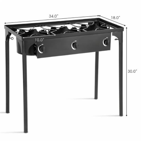 Goplus Portable Propane 225,000-BTU 3 Burner Gas Cooker Outdoor Camp Stove BBQ Perspective: back