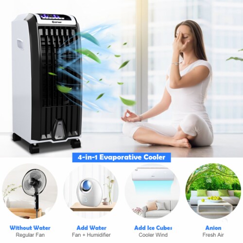 Evaporative Portable Cooler Fan Anion Humidify W/ Remote Control Perspective: back