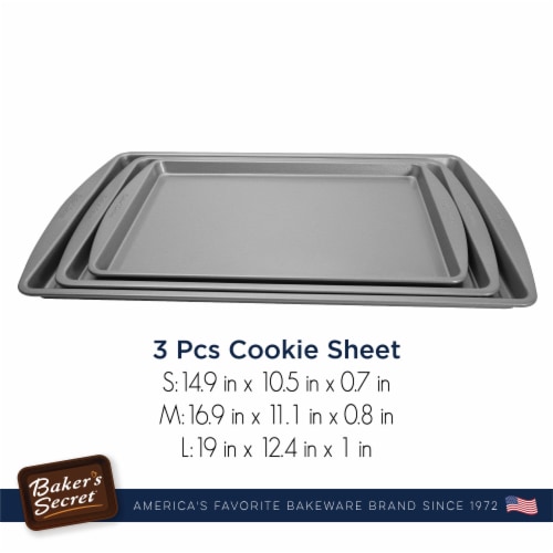 Set of 3 Cookie Sheets, 15 17 19 , Nonstick Coating Easy Release