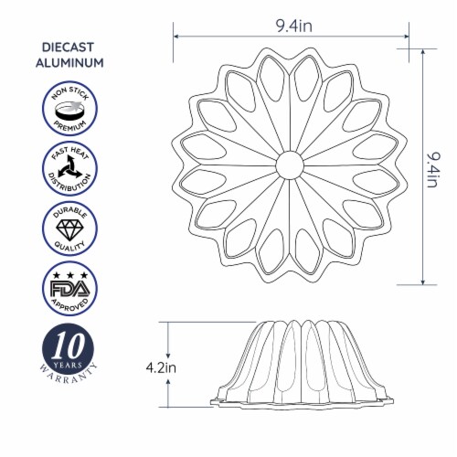 Bundt Cake Pan, Perfect for Bundt Cakes, Die Cast Aluminum, Cake Pan - (Spring Water) Perspective: back