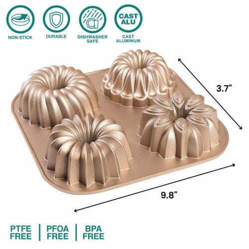 Bundt Cake Pan, Perfect for Bundt Cakes, Die Cast Aluminum, Cake Pan - (4Mini Joys) Perspective: back