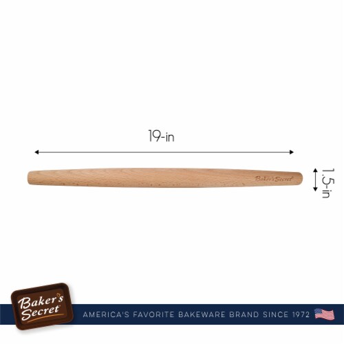 19 French Rolling Pin - Beech Wood Tapered Rolling Pin for Dough, Pizza, Pastry & Bread Perspective: back