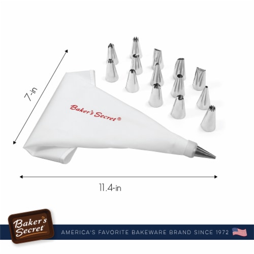 Baker's Secret Reusable Piping bag and Tips, 16 Pieces Cake Decorating Set Perspective: back