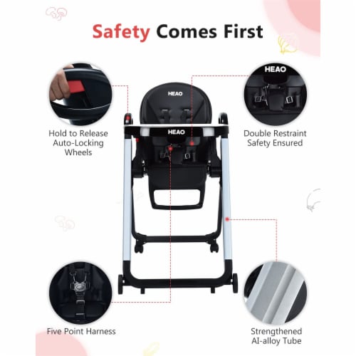 HEAO Adjustable Reclining Toddler Seat Foldable Baby High Chair