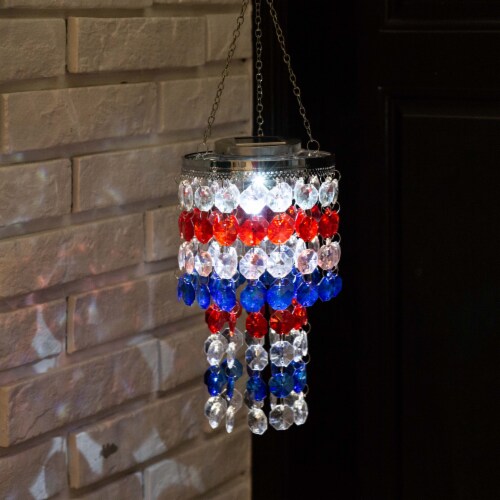 Glitzhome Patriotic Solar Lighted Hanging Decor Perspective: back