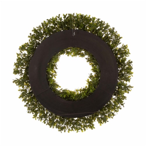 Glitzhome Spring and Summer Artificial Greenery Boxwood Wreath, 18 x 3. ...