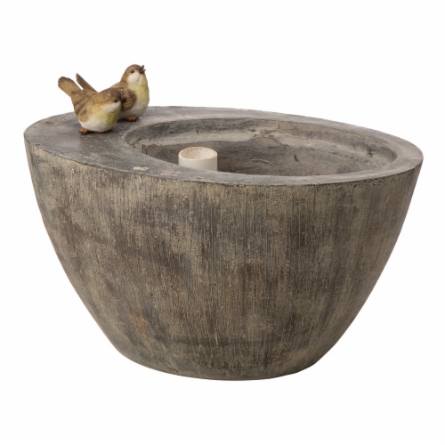 Glitzhome  Spring Birds Polyresin Outdoor Fountain With Pump and LED Light Perspective: back