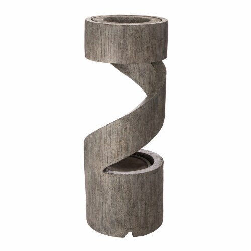Glitzhome Curving Shaped Polyresin Outdoor Fountain With Pump & LED Light Perspective: back