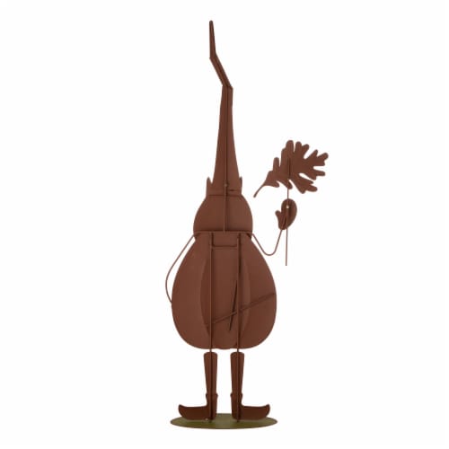 Glitzhome Metal Garden Gnome Yard Stake Decoration Perspective: back