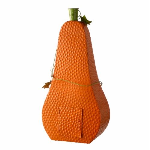 Glitzhome 24 Inch Tall Halloween Metal Jack-O-Lantern with LED Pillar Perspective: back