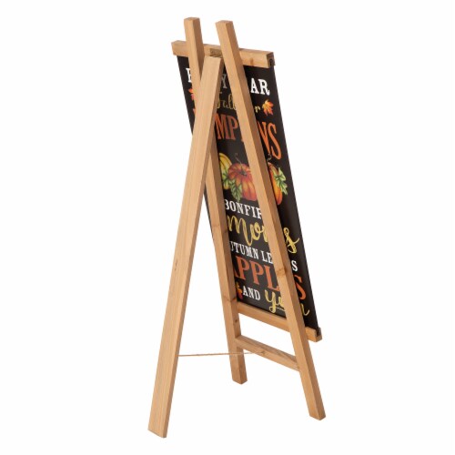 Glitzhome Wooden Easel Porch Sign, with 2 Changeable Double sided