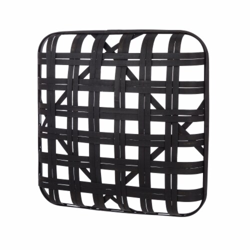 Glitzhome Vintage Square Bamboo Tobacco Basket Decoration - Black Perspective: back