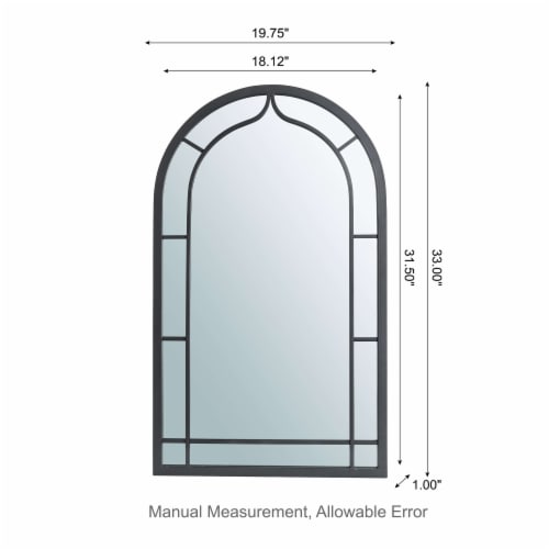 Glitzhome Oversized Metal/Glass Arched Wall Mirror - Black Perspective: back