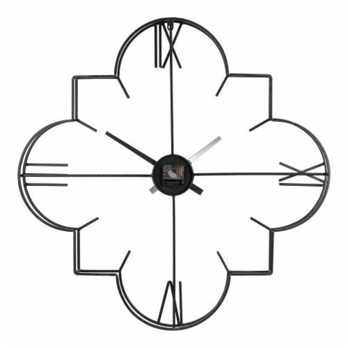 Glitzhome 31.9 Inches Large Metal Frame Wall Art Non Ticking Clock Modern Wall Clock Perspective: back