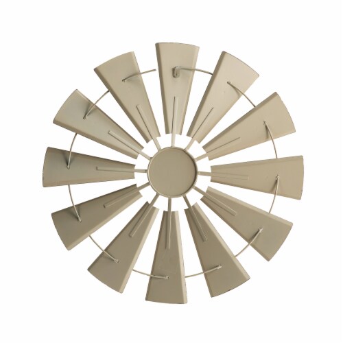 Glitzhome Rustic Farmhouse Round Metal Windmill Wall Decor, Country Farm Home Decoration Perspective: back