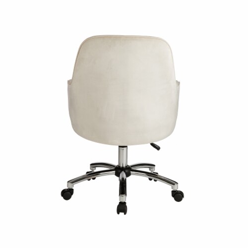 Glitzhome Velvet Gaslift Adjustable Swivel Desk Chair - Cream Perspective: back