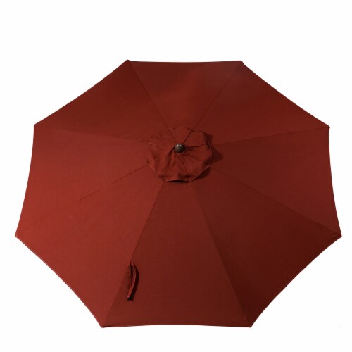 Glitzhome Aluminium Self Tilt Market Patio Umbrella - Wine Red Perspective: back