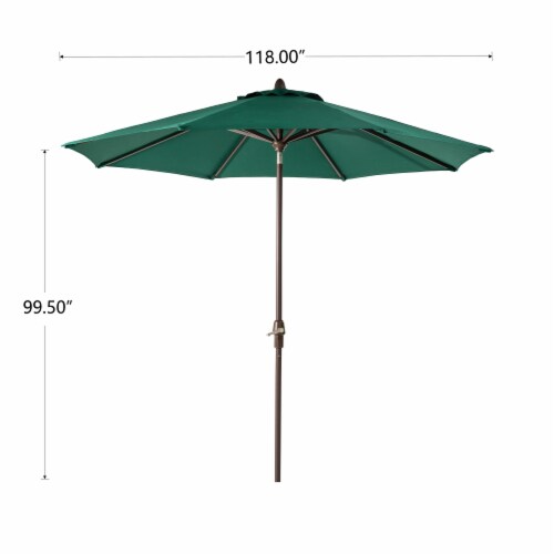 Glitzhome Aluminium Self Tilt Market Patio Umbrella - Dark Green Perspective: back