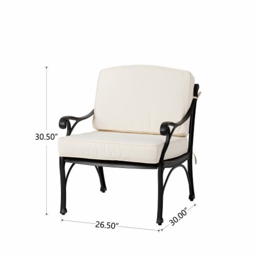 Glitzhome Cast Aluminium Patio Sofa Chair with Cushion - Beige / Black Perspective: back