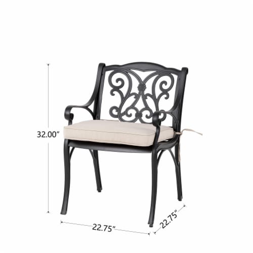 Glitzhome Cast Aluminium Dining Chairs with Beige Cushions Set Perspective: back