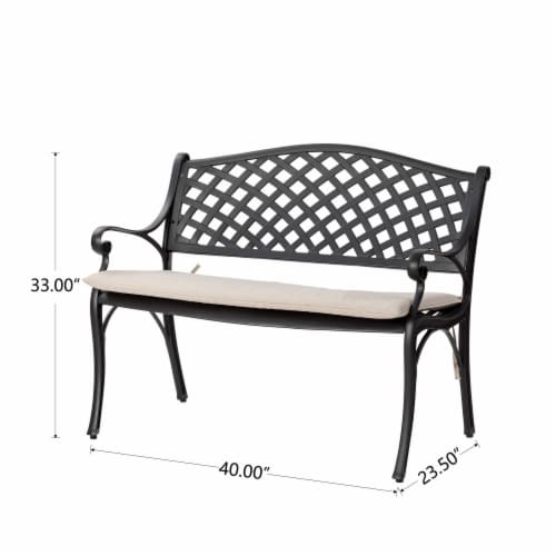 Glitzhome Aluminium Patio Garden Bench with Beige Cushion Perspective: back