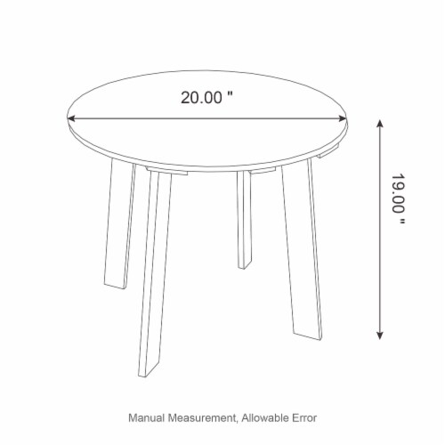 Glitzhome 20 Inch Diameter Outdoor Patio White HDPE Round Side Table, Coffee Table Perspective: back