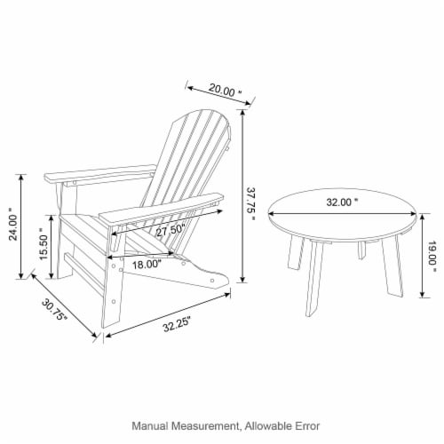 Glitzhome Outdoor 5-Piece Rust-Proof HDPE Adirondack Chair Set with Round Side Table, White Perspective: back