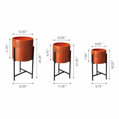 Glitzhome Modern Metal Plant Stands - Black/Orange Perspective: back