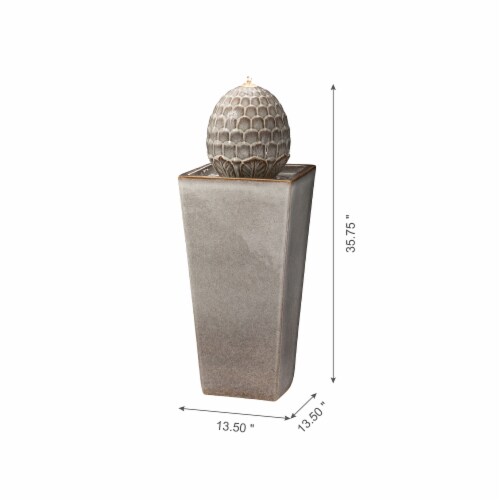 Glitzhome Ceramic Sphere Pedastal Outdoor Fountain - Ivory Perspective: back