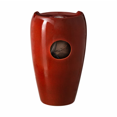 Glitzhome Ceramic Outdoor Fountain - Red Perspective: back