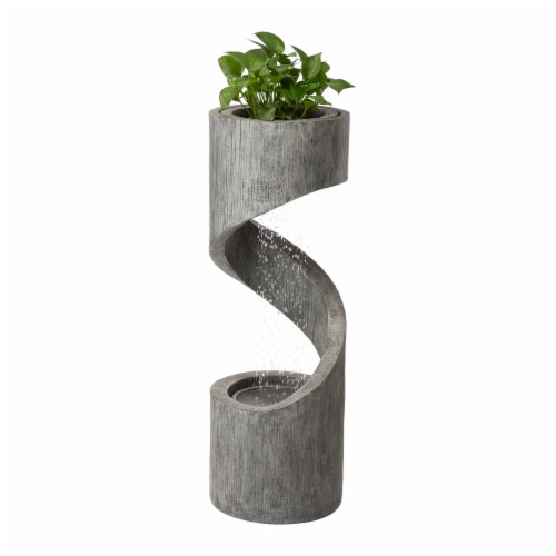 Glitzhome Polyresin Curving Shaped Outdoor Fountain Perspective: back