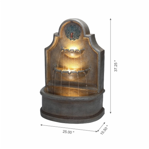 Glitzhome 37.25 Inch H Freestanding Electrical Fountain with Lights, Antique European Style Perspective: back