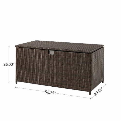 Glitzhome Outdoor Patio Garden Wicker Storage Deck Box - Brown Perspective: back