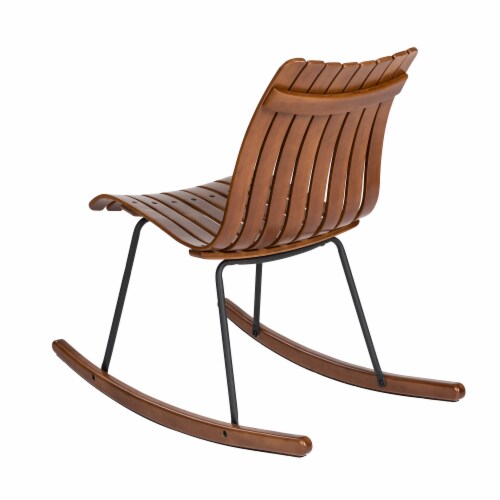Glitzhome Contoured Natural Bamboo Rocking Chair Perspective: back