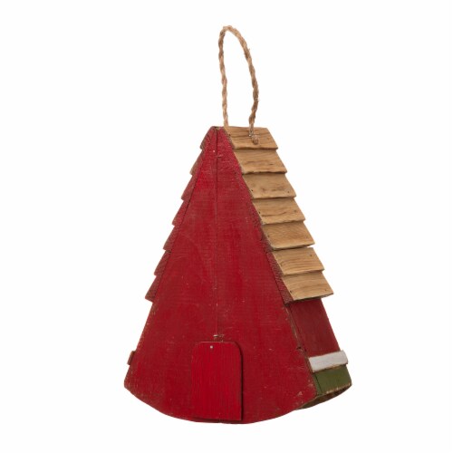 Glitzhome Hanging Wooden Watermelon Decorative Garden Birdhouse Perspective: back