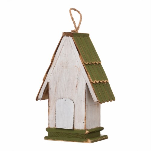 Glitzhome Hanging Wooden Green Roof Decorative Garden Birdhouse Perspective: back