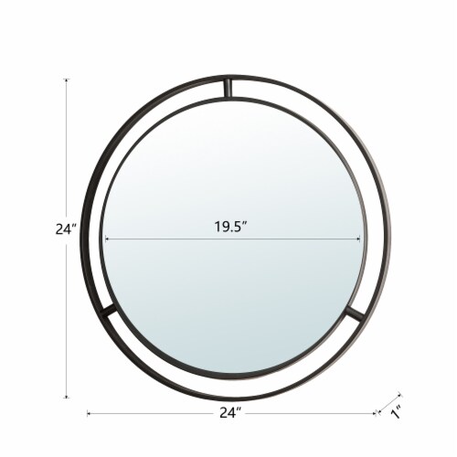 Glitzhome Deluxe Metal Round Wall Mirror - Black Perspective: back