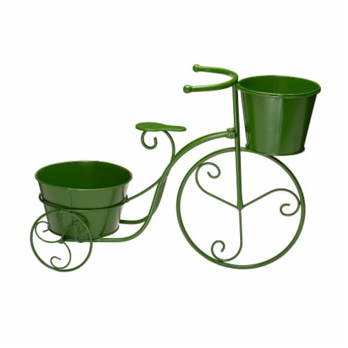 Glitzhome Metal Bicycle Pot Standd - Green Perspective: back