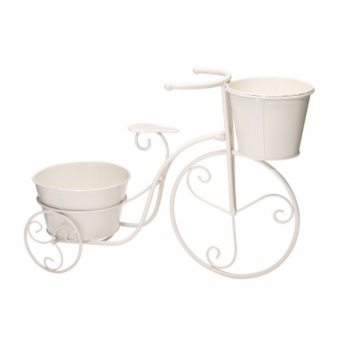 Glitzhome Metal Bicycle Plant Stand - White Perspective: back