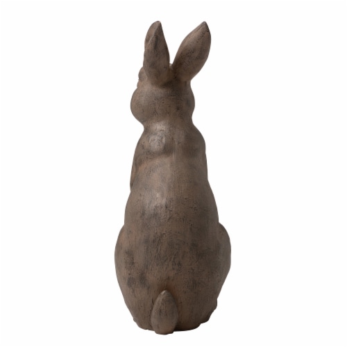 Glitzhome 22.75 Inch Standing Rabbit Statue Faux Bronze Distressed Texture Perspective: back