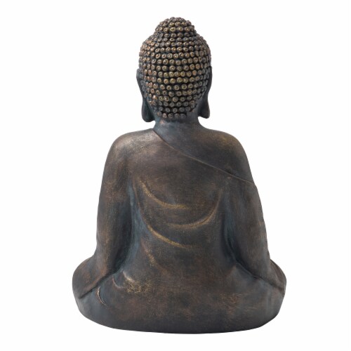 Glitzhome Meditating Buddha Garden Statue Perspective: back