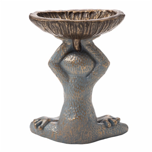 Glitzhome Yoga Frog with Birdbath Garden Statue Perspective: back