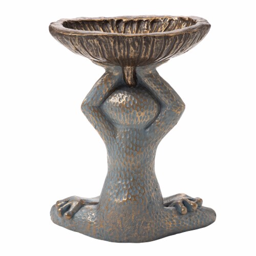 Glitzhome Yoga Frog with Birdbath Garden Statue Perspective: back