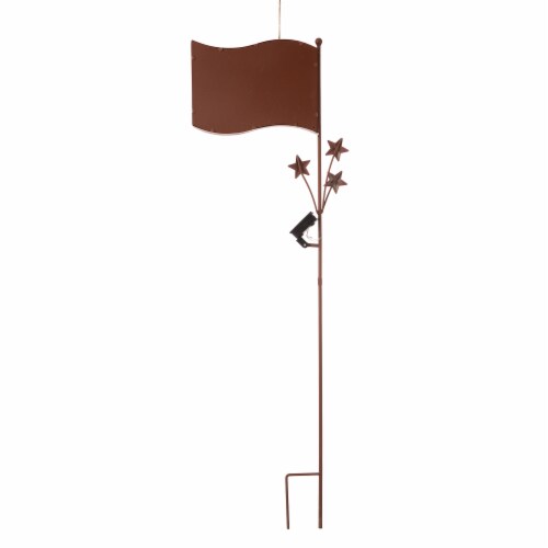 Glitzhome Patriotic Metal Flag Illuminated Yard Stake/Wall Sign Perspective: back