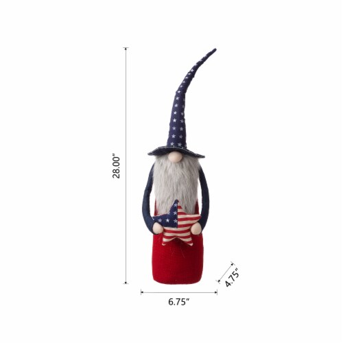 Glitzhome Patriotic Stuffed Fabric Gnome with Hat Perspective: back