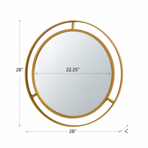 Glitzhome Oversized Glam Metal Round Wall Mirror - Gold Perspective: back